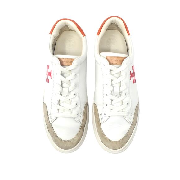 Tory Burch Andrea Color Block Court Sneaker Snow White Seashell Pink Size US 8 - Picture 3 of 10